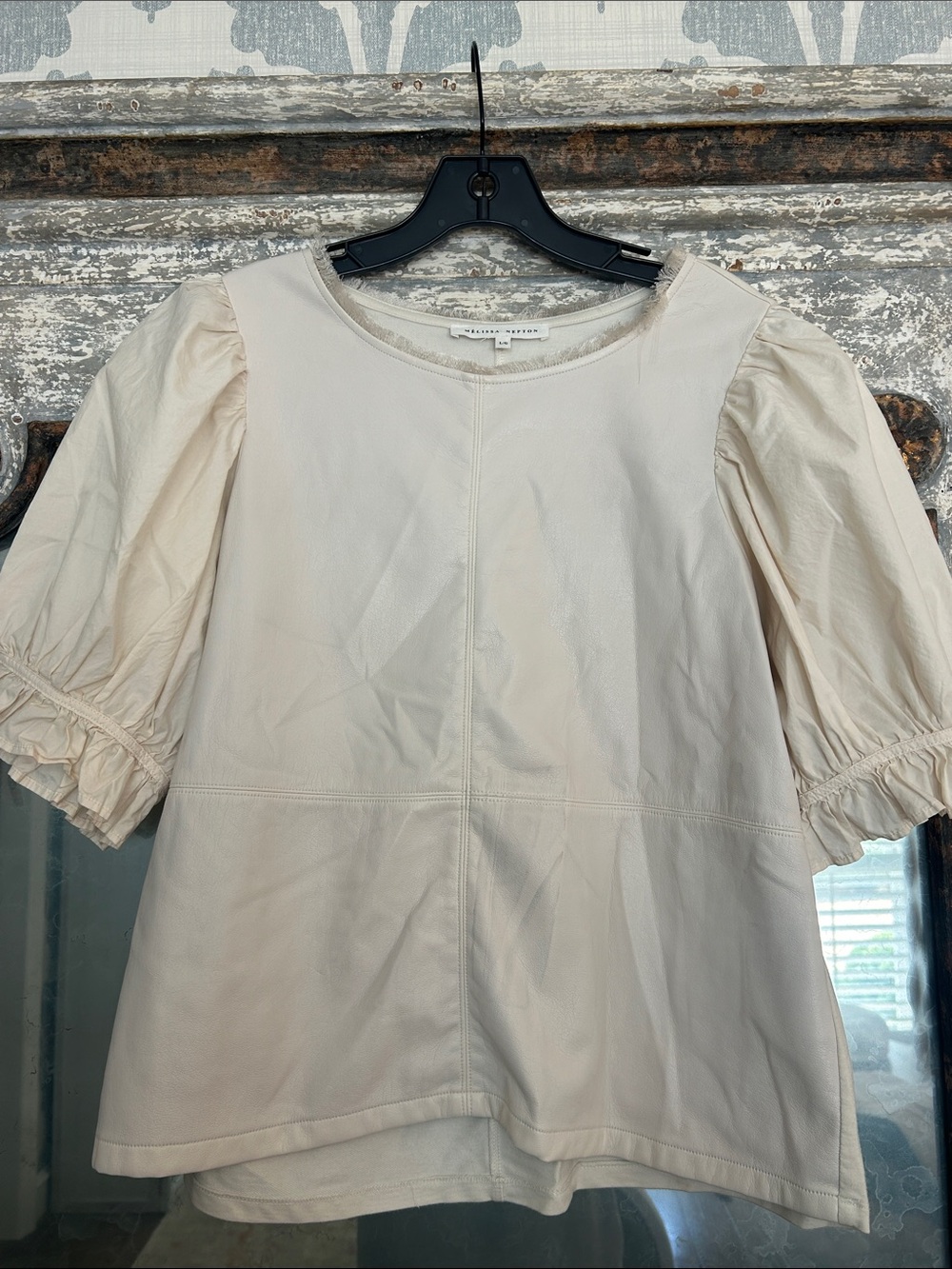 MELISSA NEPTON Cream Puff-Sleeve Cotton Top